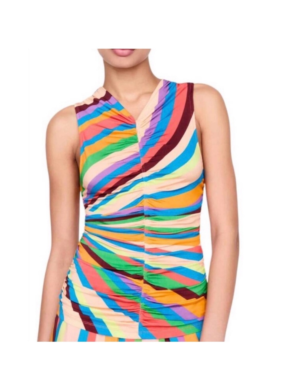 Marie Oliver Meliah Multicolor Striped Sleeveless Wrap-Style Top